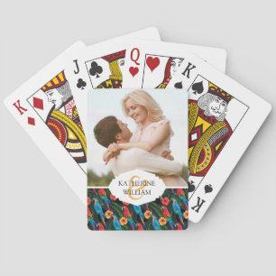 Add Your Name Macaw And Hibiscus Pattern Playing Cards