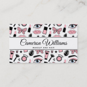Add Your Name Makeup Sticker Pattern Business Card