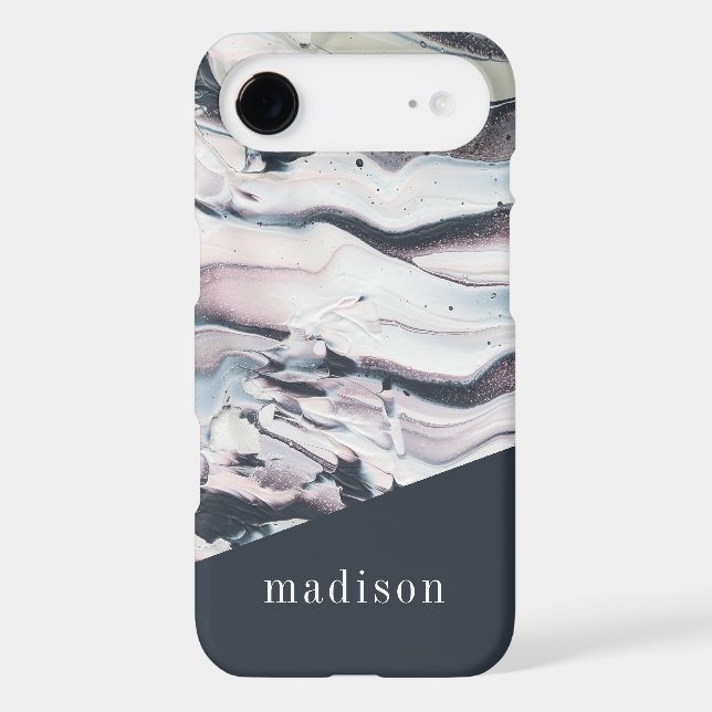 Add Your Name | Marbling V Crop Case-Mate iPhone Case (Back)