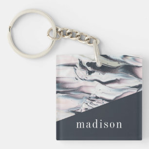 Add Your Name Marbling V Crop Key Ring
