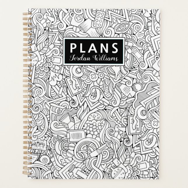 Add Your Name | Medical B&W Pattern Planner (Front)