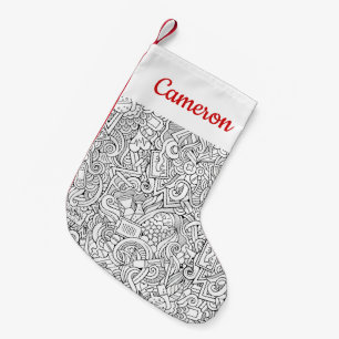 Add Your Name   Medical B&W Pattern Small Christmas Stocking