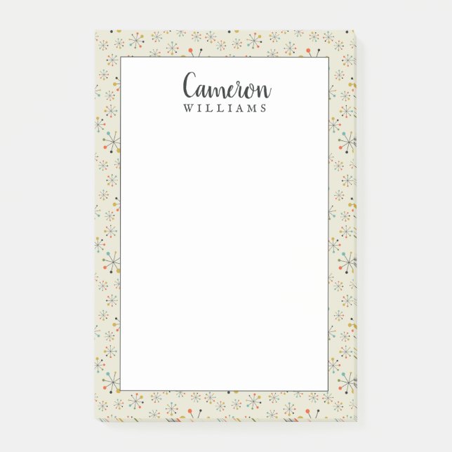 Add Your Name | Mid-Century Atomic Inspired Post-it Notes (Front)