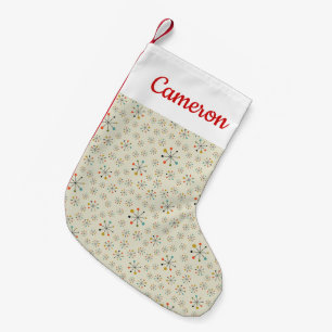 Add Your Name Mid-Century Atomic Inspired Small Christmas Stocking