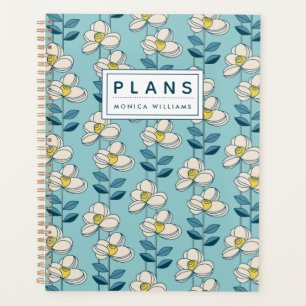 Add Your Name Mid-Century Modern Floral Leaf Planner