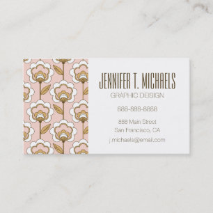 Add Your Name Mid-Century Modern Floral Pattern Business Card