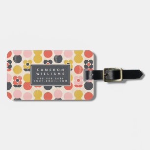 Add Your Name   Mid-Century Modern Flower Pattern Luggage Tag