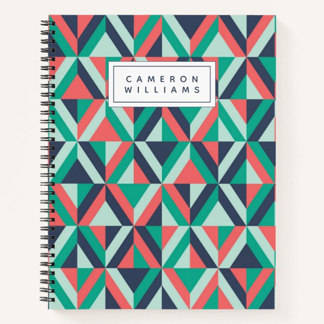 Add Your Name | Mid-Century Modern Geometric Notebook (Front)