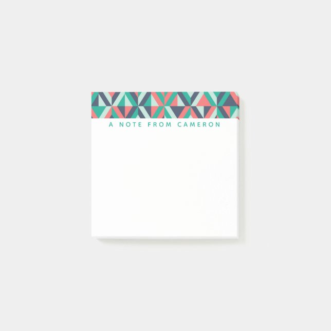 Add Your Name | Mid-Century Modern Geometric Post-it Notes (Front)