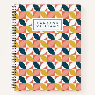 Add Your Name   Mid-Century Modern Leaf Pattern Notebook
