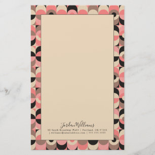 Add Your Name   Mid-Century Modern Pink Pattern Stationery