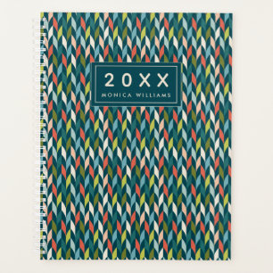 Add Your Name Mid-Century Modern Teal & Coral Planner