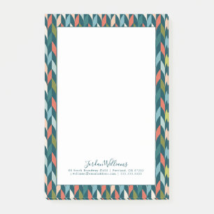 Add Your Name Mid-Century Modern Teal & Coral Post-it Notes