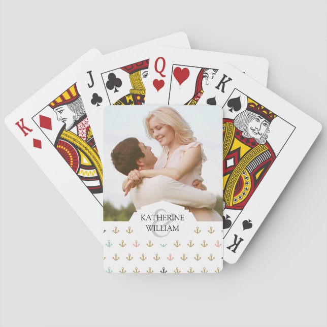 Add Your Name | Mini Anchor Pattern Playing Cards (Back)