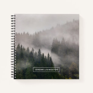 Add Your Name Misty Forest in the Mountains Notebook