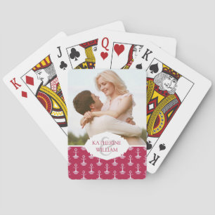 Add Your Name Modern Anchors Pattern Playing Cards