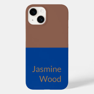 Add Your Name Modern Minimalist Blue Brown Case-Mate iPhone 14 Case