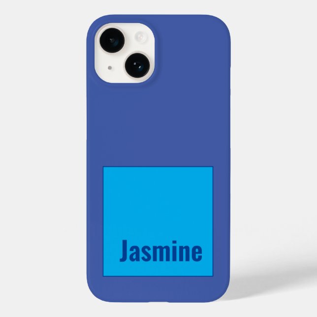 Add Your Name Modern Minimalist Blue Case-Mate iPhone Case (Back)