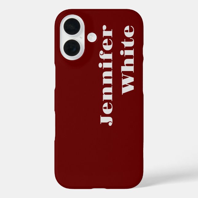 Add Your Name Modern Minimalist Plain Dark Red Case-Mate iPhone Case (Back)