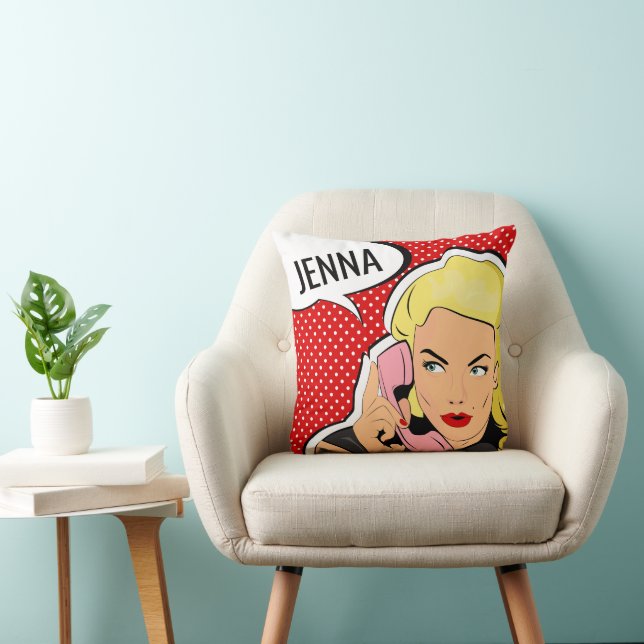 Add Your Name | Modern Pop Art Girl Cushion (Chair)
