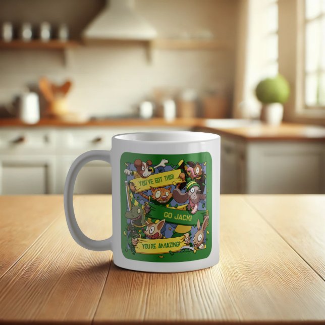 Add Your Name Motivational Animal Fans Cartoon Coffee Mug (Creator Uploaded)