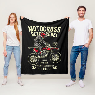 Add Your NAME Motocross Retro Rebel Championship   Fleece Blanket