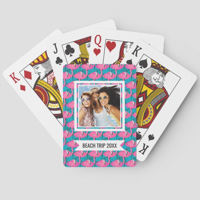 Add Your Name | Neon Flamingos Playing Cards (Back)