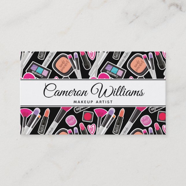 Add Your Name | Neon Makeup Pattern Business Card (Front)