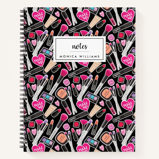 Add Your Name | Neon Makeup Pattern Notebook (Front)