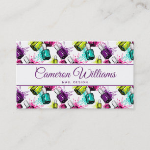 Add Your Name   Neon Nail Polish Pattern Business Card