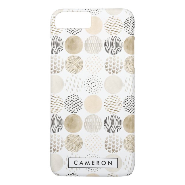 Add Your Name | Neutral Abstract Circle Pattern Case-Mate iPhone Case (Back)