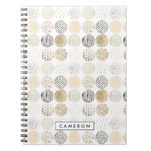 Add Your Name   Neutral Abstract Circle Pattern Notebook