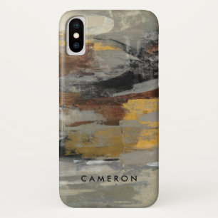 Add Your Name   Neutral Abstract Grey Print iPhone X Case