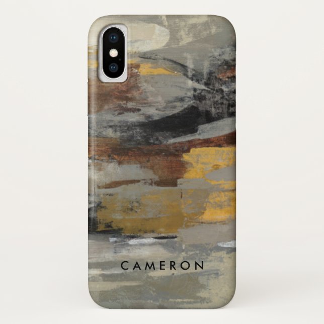 Add Your Name | Neutral Abstract Grey Print Case-Mate iPhone Case (Back)