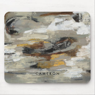 Add Your Name   Neutral Abstract Grey Print Mouse Pad