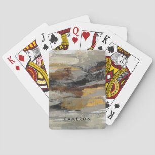 Add Your Name Neutral Abstract Grey Print Playing Cards