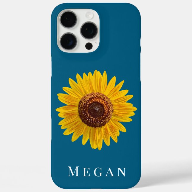 Add Your Name Ocean Blue Yellow Sunflower  Case-Mate iPhone Case (Back)