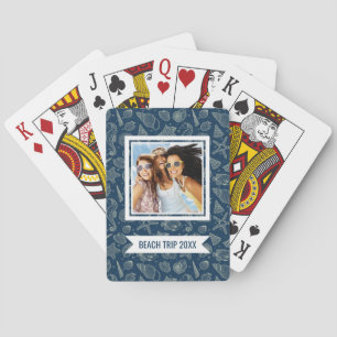 Add Your Name Ocean Inhabitants Pattern Playing Cards
