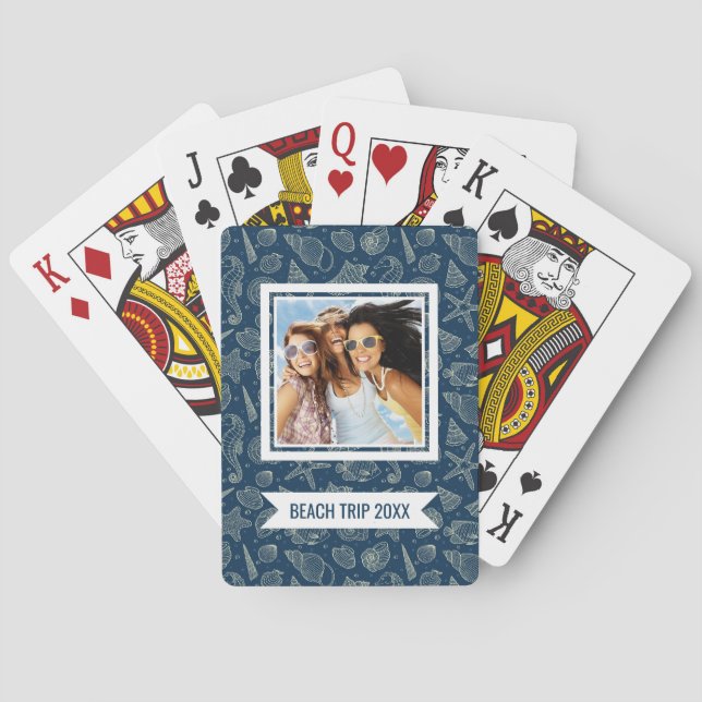 Add Your Name | Ocean Inhabitants Pattern Playing Cards (Back)