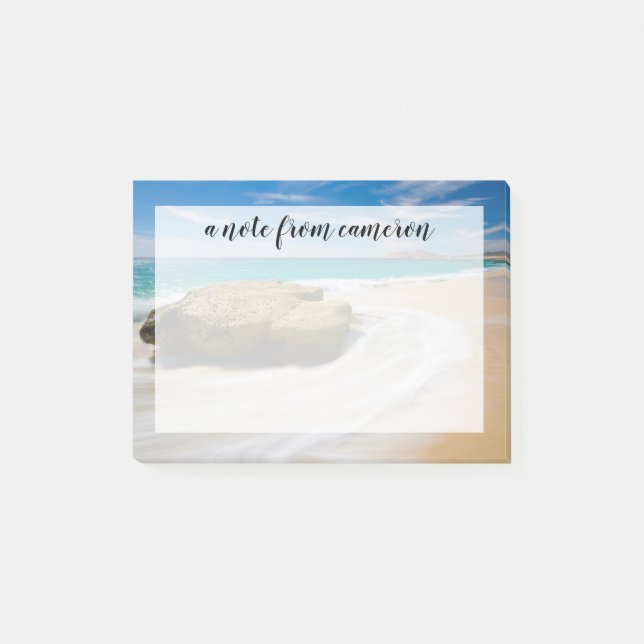 Add Your Name | Ocean Tide Swirls On The Beach Post-it Notes (Front)