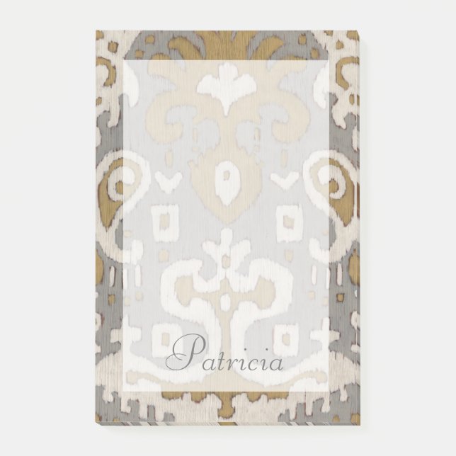 Add Your Name | Ochre Ikat I Post-it Notes (Front)