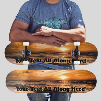 Add Your Name or Message - Beach Sunset   Skateboard