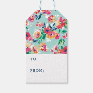 Add Your Name Painted Flowers Pattern Gift Tags