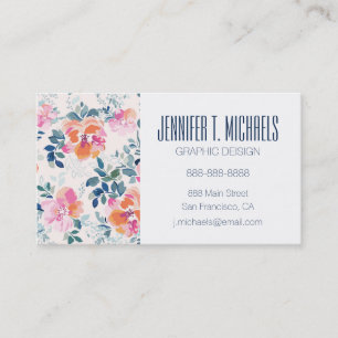 Add Your Name Painted Roses Pattern Business Card