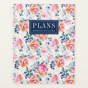 Add Your Name Painted Roses Pattern Planner