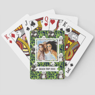 Add Your Name   Panda With Bamboo Watercolor Patte Playing Cards