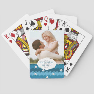 Add Your Name   Paper Boats Pattern Playing Cards