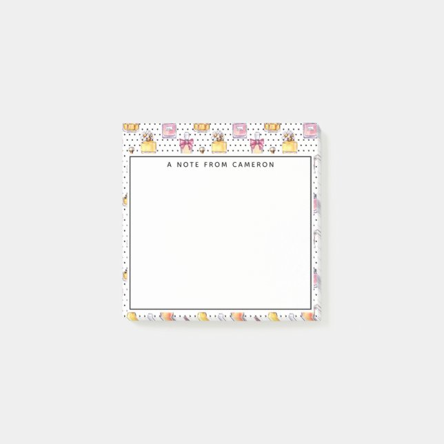 Add Your Name | Parfum Bottle Pattern Post-it Notes (Front)