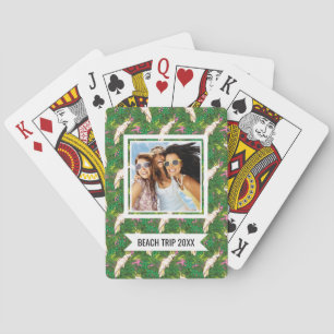 Add Your Name   Parrot Pattern With Palm Leaves Playing Cards