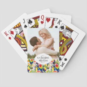 Add Your Name Parrots And Palm Leaves Playing Cards